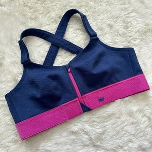 SHEFIT Sports Bra Flex Medium Impact Navy and Pink 1Luxe